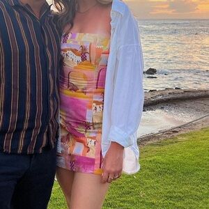 Peppermayo Strapless Resort Print Mini Dress